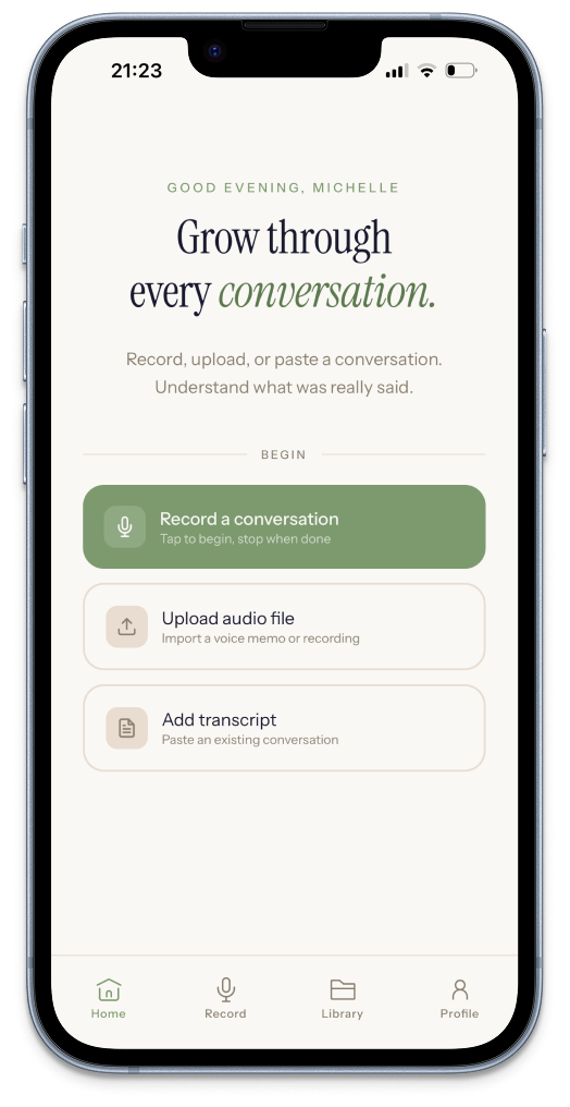 Winnow app — emotional intelligence report screen